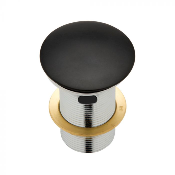 Fienza 32mm Cast Stone Cap Pop Up Plug and Waste With Overflow - Matte Black