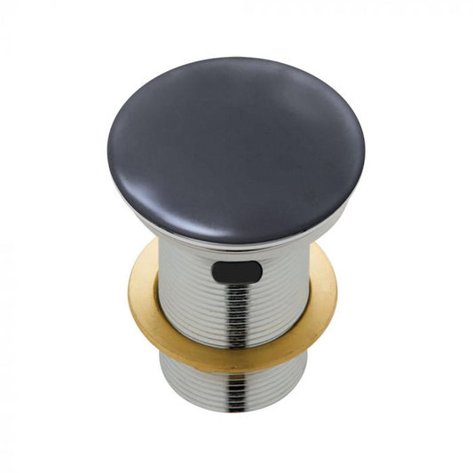 Fienza 32mm Ceramic Cap Pop Up Plug and Waste With Overflow - Matte Dark Grey