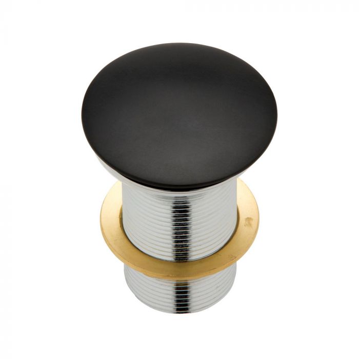 Fienza 32mm Cast Stone Cap Pop Up Plug and Waste No Overflow - Matte Black