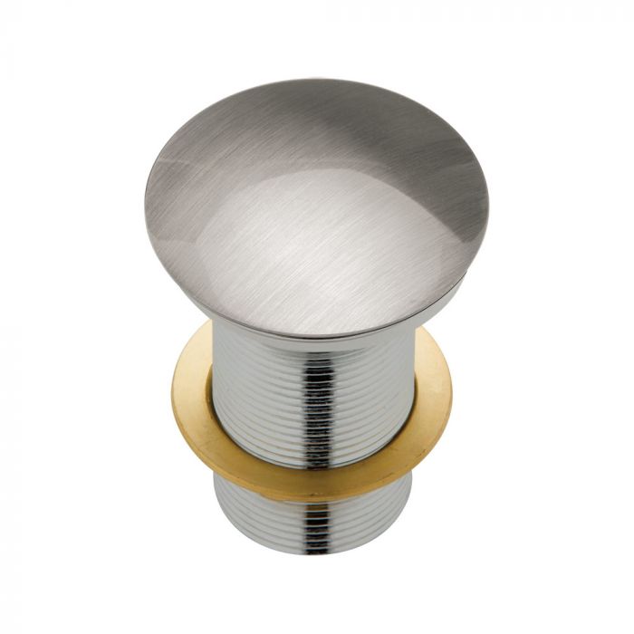 Fienza 32mm Metal Cap Pop Up Plug and Waste No Overflow - Brushed Nickel