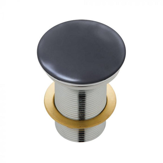 Fienza 32mm Ceramic Cap Pop Up Plug and Waste No Overflow - Matte Dark Grey
