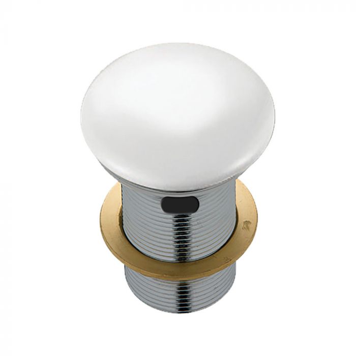 Fienza 32mm Ceramic Cap Pop Up Plug and Waste With Overflow - Gloss White