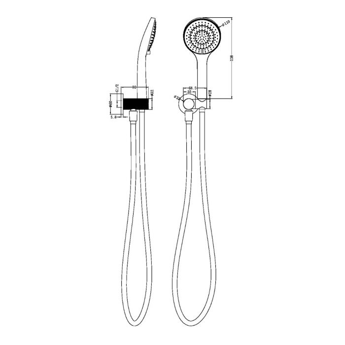 Nero Opal Air Shower on Bracket - Brushed Nickel