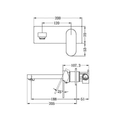Nero Ecco Wall Combination Basin Mixer - Chrome
